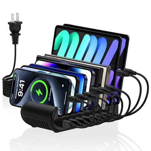 USB充電ステーション 8ポート 65W 【4*PD&4*USB A】 Tyep Cケーブル*4本＆USB C PDケーブル*4本付き 卓上スタンド 複数 スマホ充電スタンド PSE認証済 複数台対応 Android/iPhone/iPad/ c06a018b