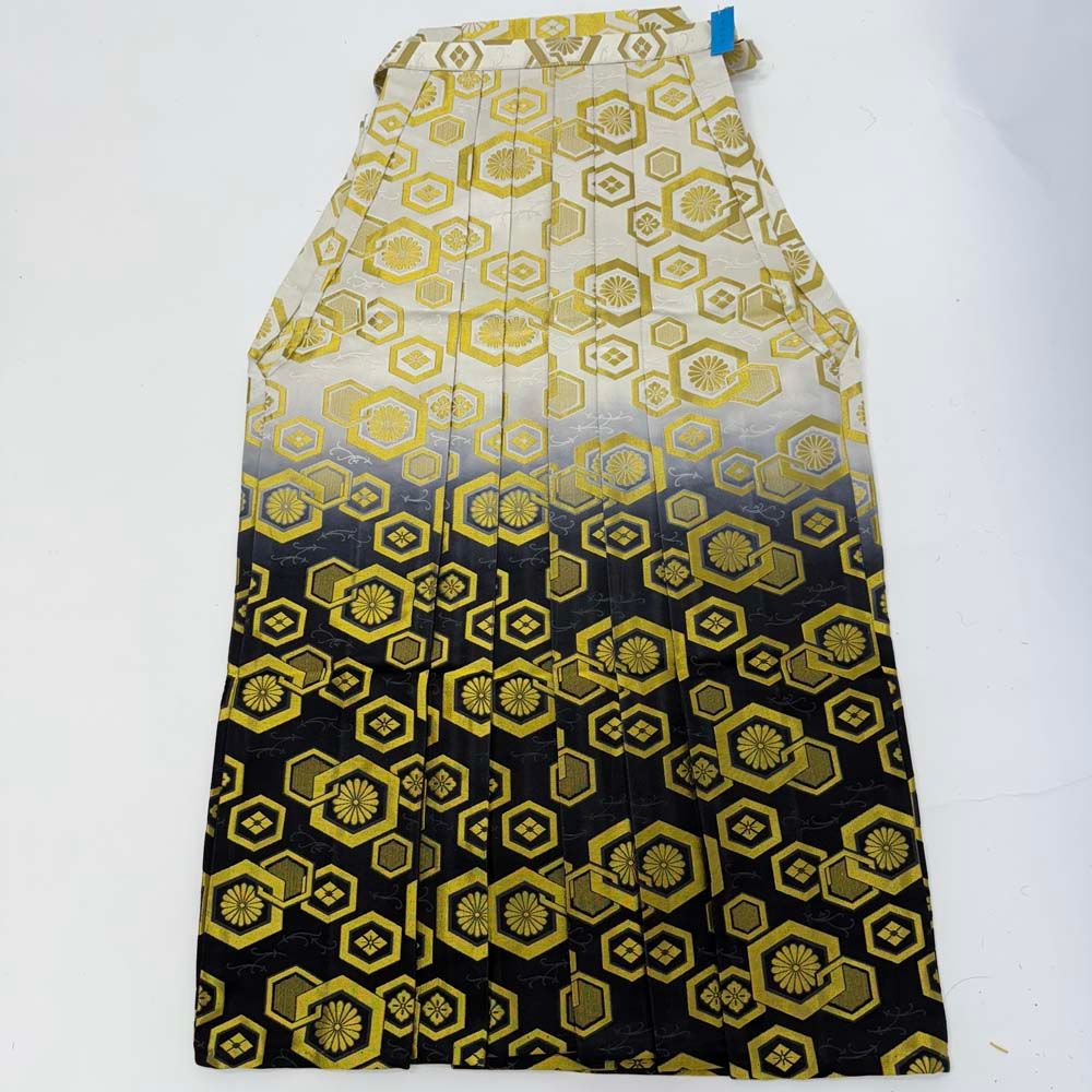 袴 行灯袴 男袴 紐下丈90cm 男性用袴 L-2Lサイズ 成人式袴 金 黒 中古 4624