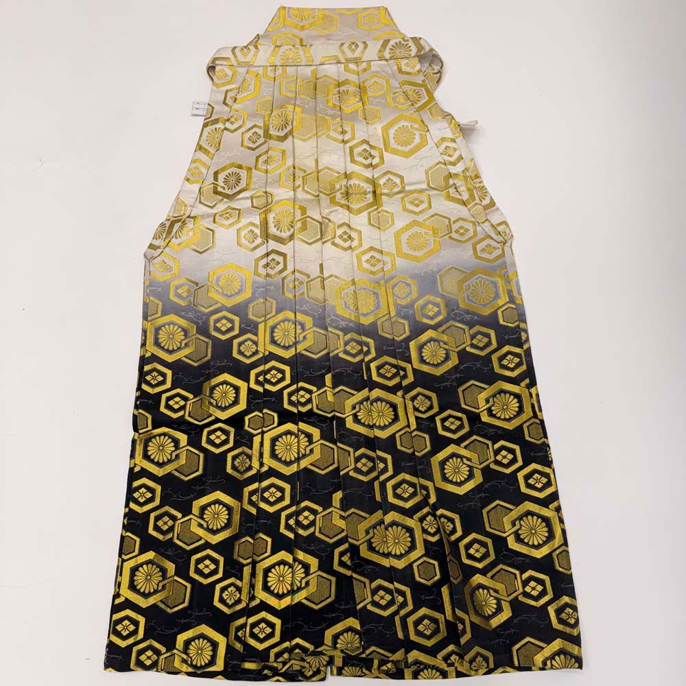袴 行灯袴 男袴 L size 紐下丈88cm 男性用袴 黒 白 金 成人式袴 中古 5310