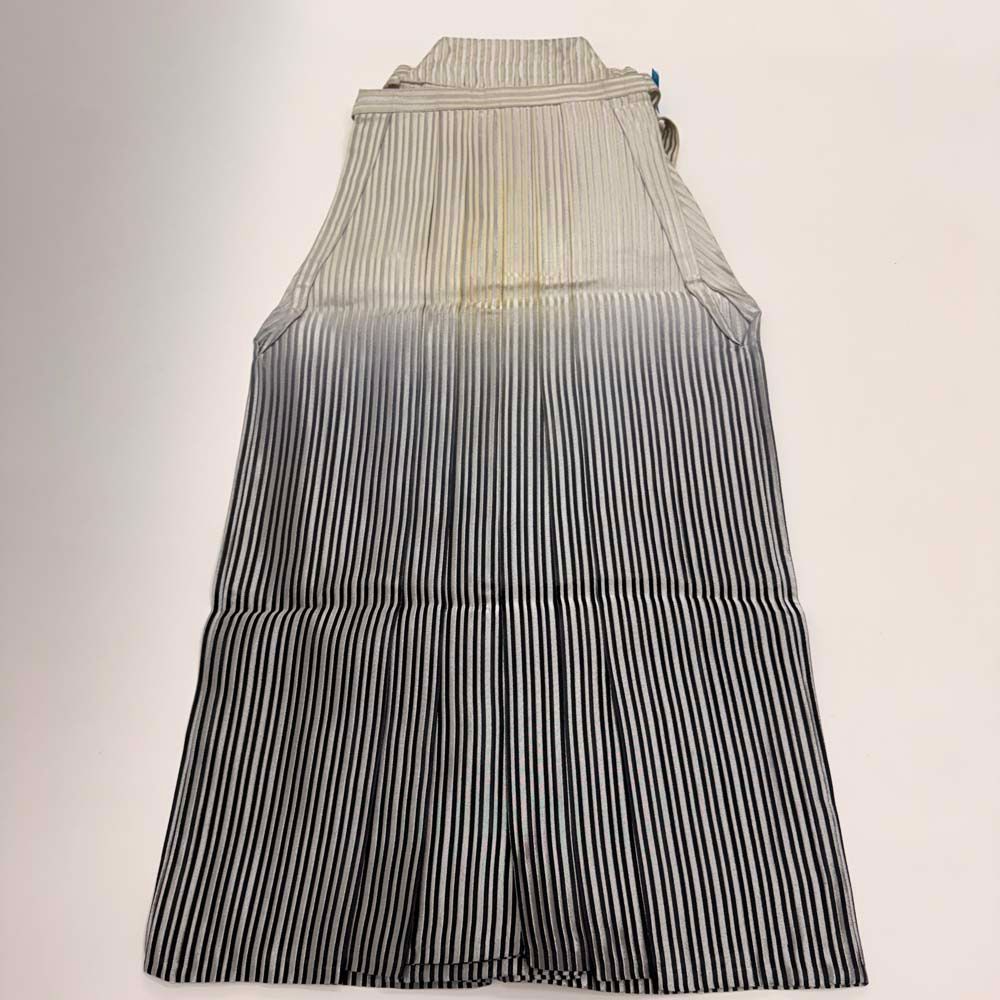 袴 行灯袴 男袴 L-2L size 紐下丈90cm 男性用袴 黒 白 銀 成人式袴 中古 5319