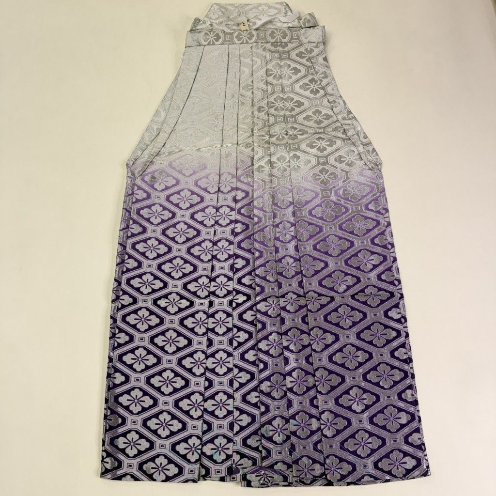 袴 行灯袴 LL size 男袴 紐下丈91.5cm 男性用袴 成人式袴 銀 紫 中古 5476