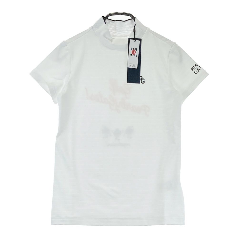 サイズ：0 PEARLY GATES パーリーゲイツ 2025年モデル ハイネック 半袖Tシャツ ボーダー柄 ホワイト系 [240101684025] ゴルフウェア レディース ストスト