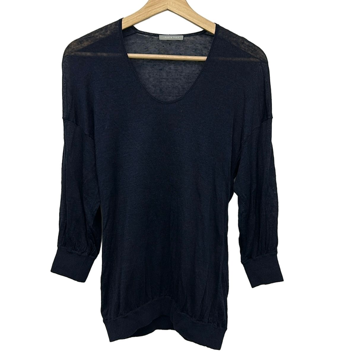 theory luxe(セオリーリュクス) 七分袖セーター サイズ038 M レディース美品 - ダークネイビー クルーネック/麻混/薄手