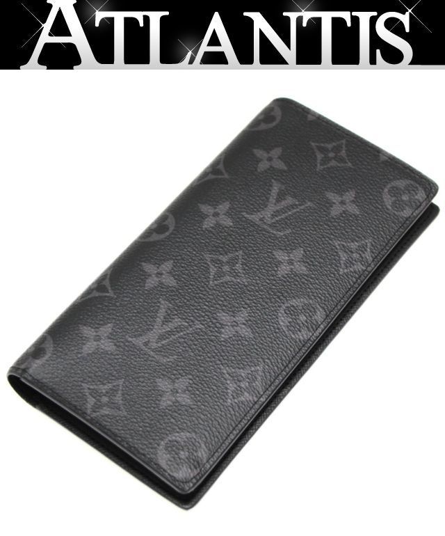 美品 ルイヴィトン Louis Vuitton ポルトフォイユ・ブラザ 二つ折り長財布 モノグラム・エクリプス M61697 RFID 【74688】