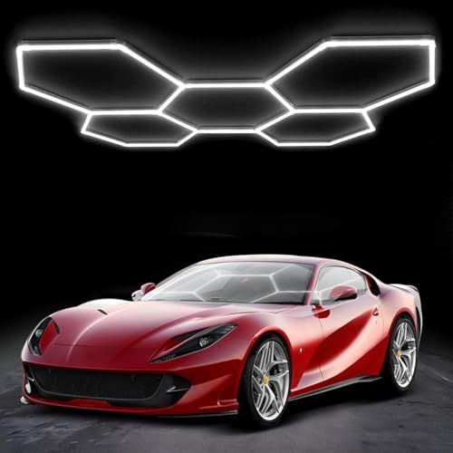 LEDガレージライト 六角形ガレージランプ ハニカムライト 192W 24960lm 6500K 5個ガレージ用六角形LEDライト 高輝度 DIYセット PCプラスチック製 洗車室、車のディテールガレージ、ワークショップ、地下室、ショールーム 6b160499