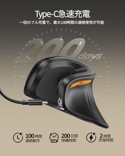ProtoArc EM11 NL エルゴノミクスマウス 縦型58° 静音 無線 Bluetooth 2.4GHz 3台同時接続 ワイヤレスマウス Type-C充電式 進む/戻るボタン搭載 高精度 3段階DPI切替 Windows Mac iO d4875ffb