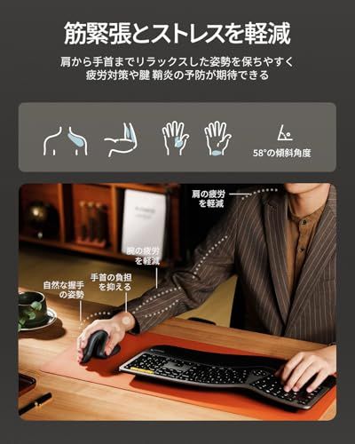 ProtoArc EM11 NL エルゴノミクスマウス 縦型58° 静音 無線 Bluetooth 2.4GHz 3台同時接続 ワイヤレスマウス Type-C充電式 進む/戻るボタン搭載 高精度 3段階DPI切替 Windows Mac iO d4875ffb