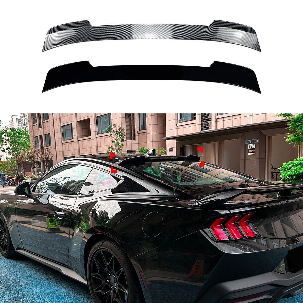 Ford Mustang MK7 (フォード・マスタング MK7) 2024+専用 ルーフスポイラー ABS製 カーボン調/ピアノブラック ドレスアップ効果 走行安定性向上 スポーティなリアビュー車種専用デザイン 軽量高強度 耐候性抜群 おすすめ 送料無料