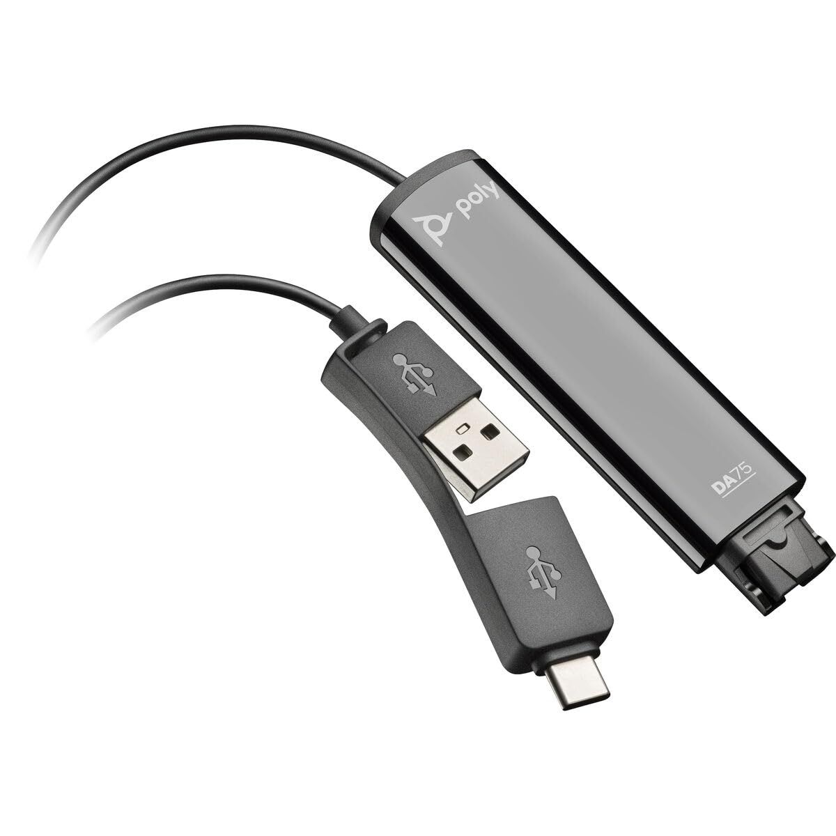 Poly DA75 USB-A/USB-C デジタルアダプター (プラントロニクス) - Poly コールセンタークイックディスコネクト(QD)ヘッドセットに対応 - 音響聴覚保護 - Avaya、Genesys、Ciscoコールセンタープラットフォ ...