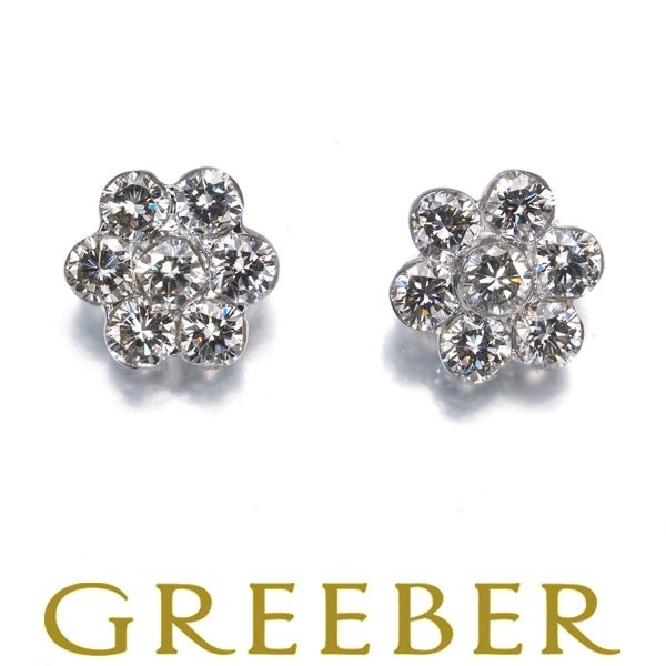 ダイヤ ダイヤモンド 0.30ct/0.30ct フラワー ピアス K18WG #192624