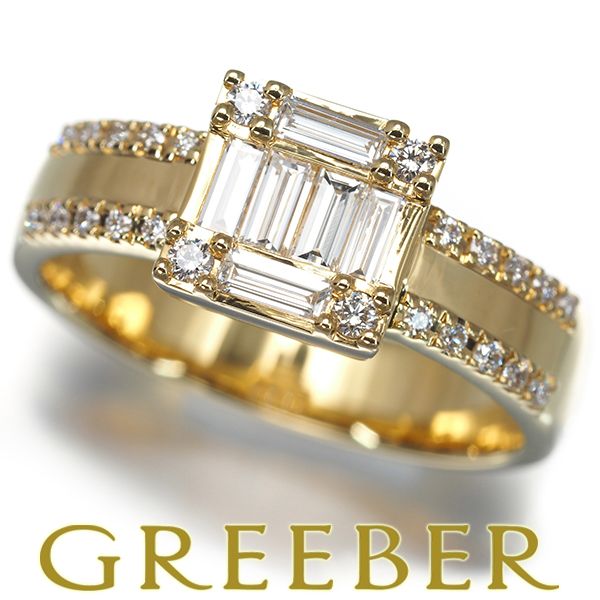 ベルシオラ リング ダイヤ ダイヤモンド 0.47ct スクエア 2種カット 13号 K18YG 箱 #193945