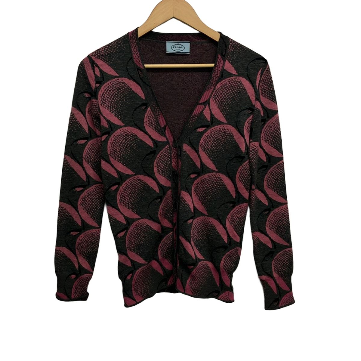 PRADA(プラダ) カーディガン サイズ38 S レディース - グレー×ピンク×黒 長袖