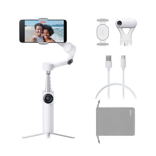 Insta360 Flow 2 Plus AIトラッカーキット ホワイト- 折りたたみ式スマホジンバル、あらゆるアプリでAIトラッキング、複数人トラッキング、内蔵三脚/自撮り棒、リモコン、iPhone/Android対応スタビライザー、旅行& 2ed7b3eb