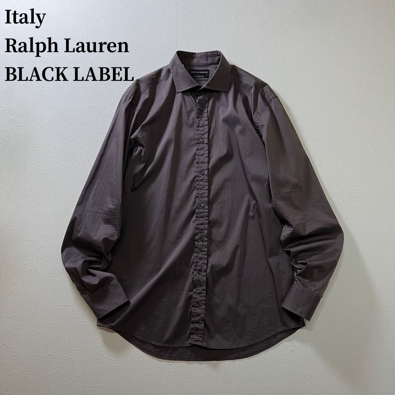 Italy Ralph Lauren BLACK LABEL TAILORED FIT　長袖シャツ　ラルフローレン　ボルドー　16 1/2 古着