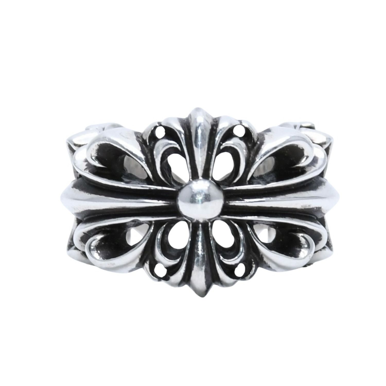 シルバー925 リング　クローバー 極美品 CHROME HEARTS ダブルフローラルクロスリング 13.43g 12号