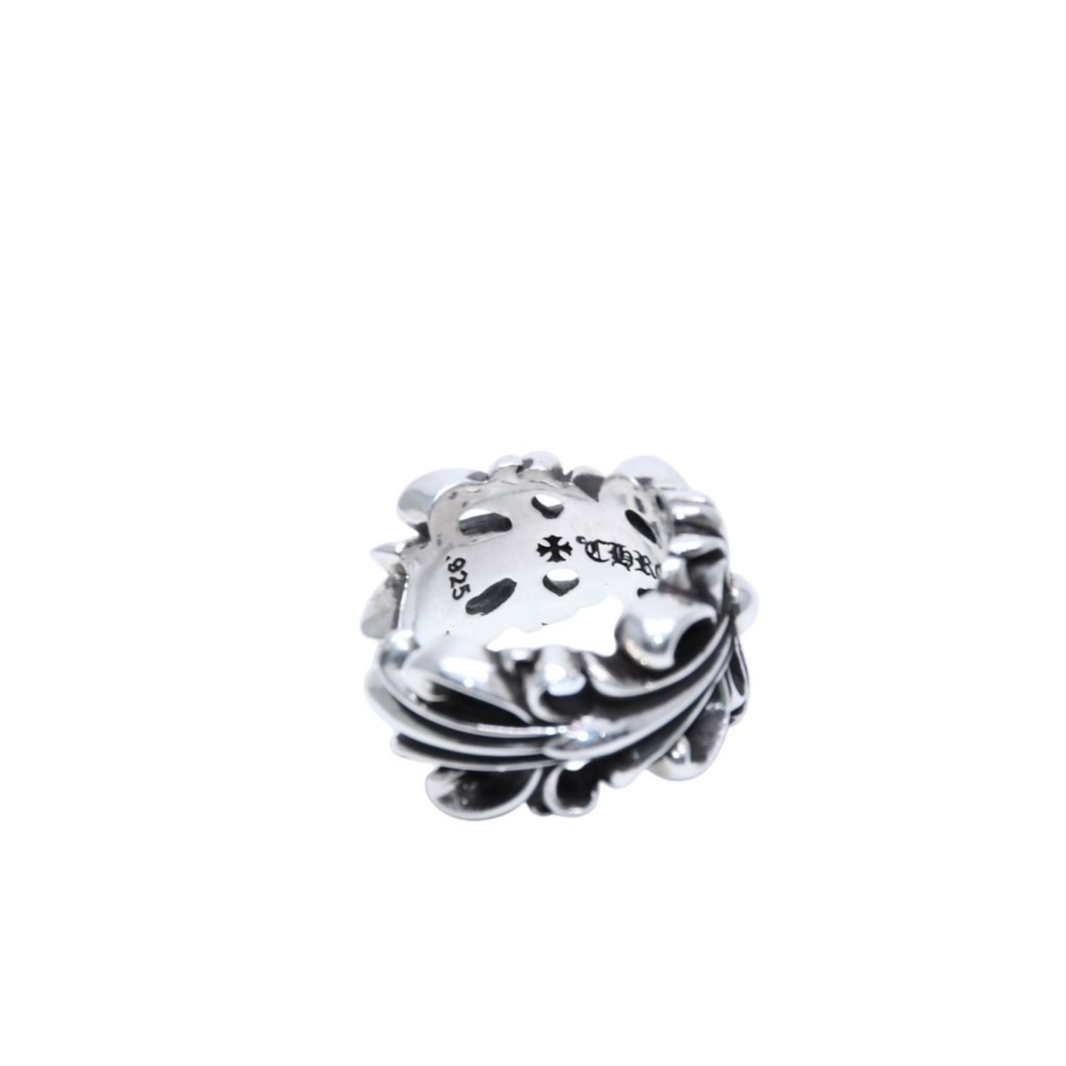 極美品 CHROME HEARTS ダブルフローラルクロスリング 13.43g 12号