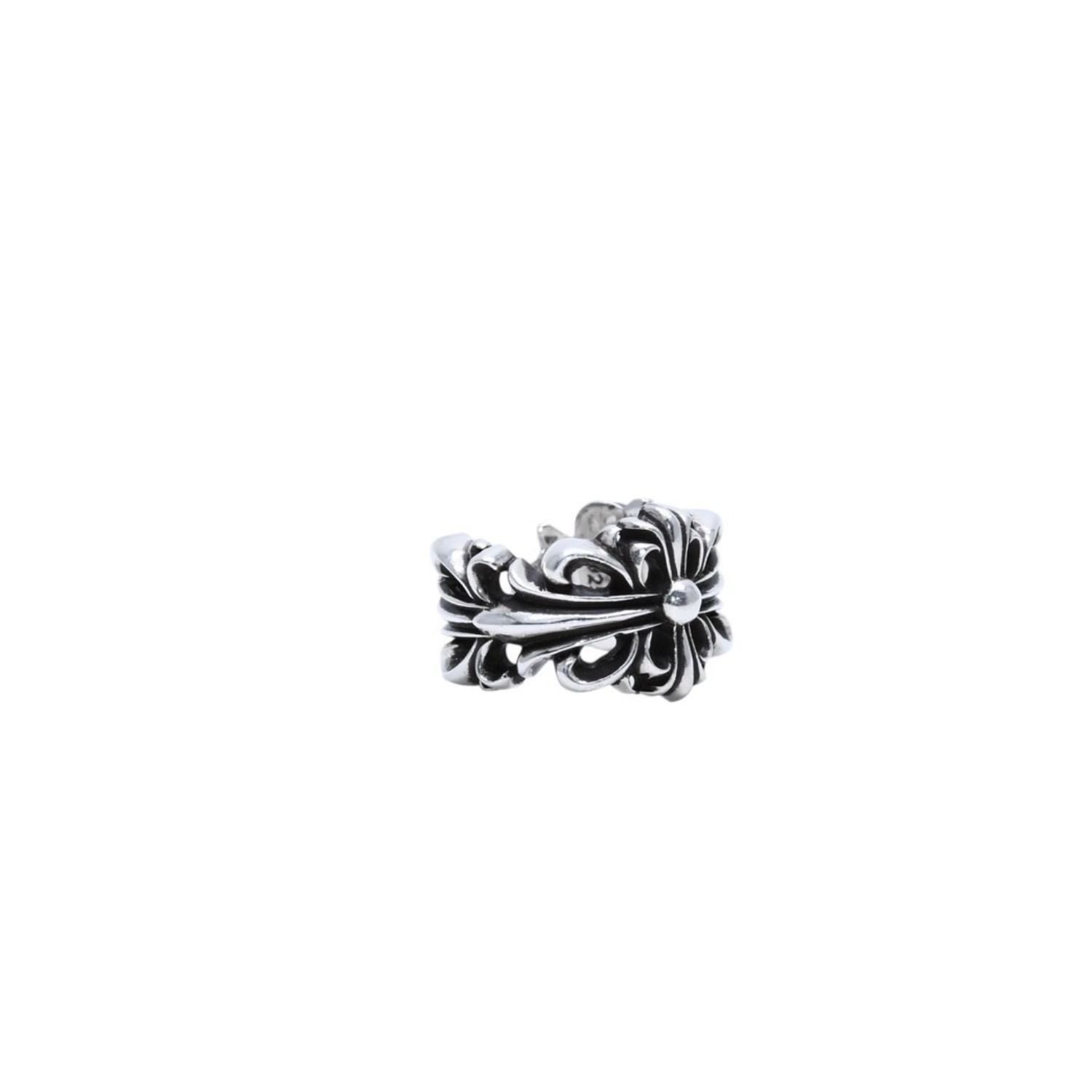 極美品 CHROME HEARTS ダブルフローラルクロスリング 13.43g 12号
