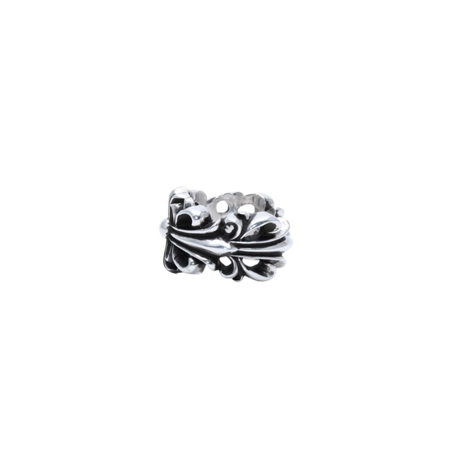 極美品 CHROME HEARTS ダブルフローラルクロスリング 13.43g 12号