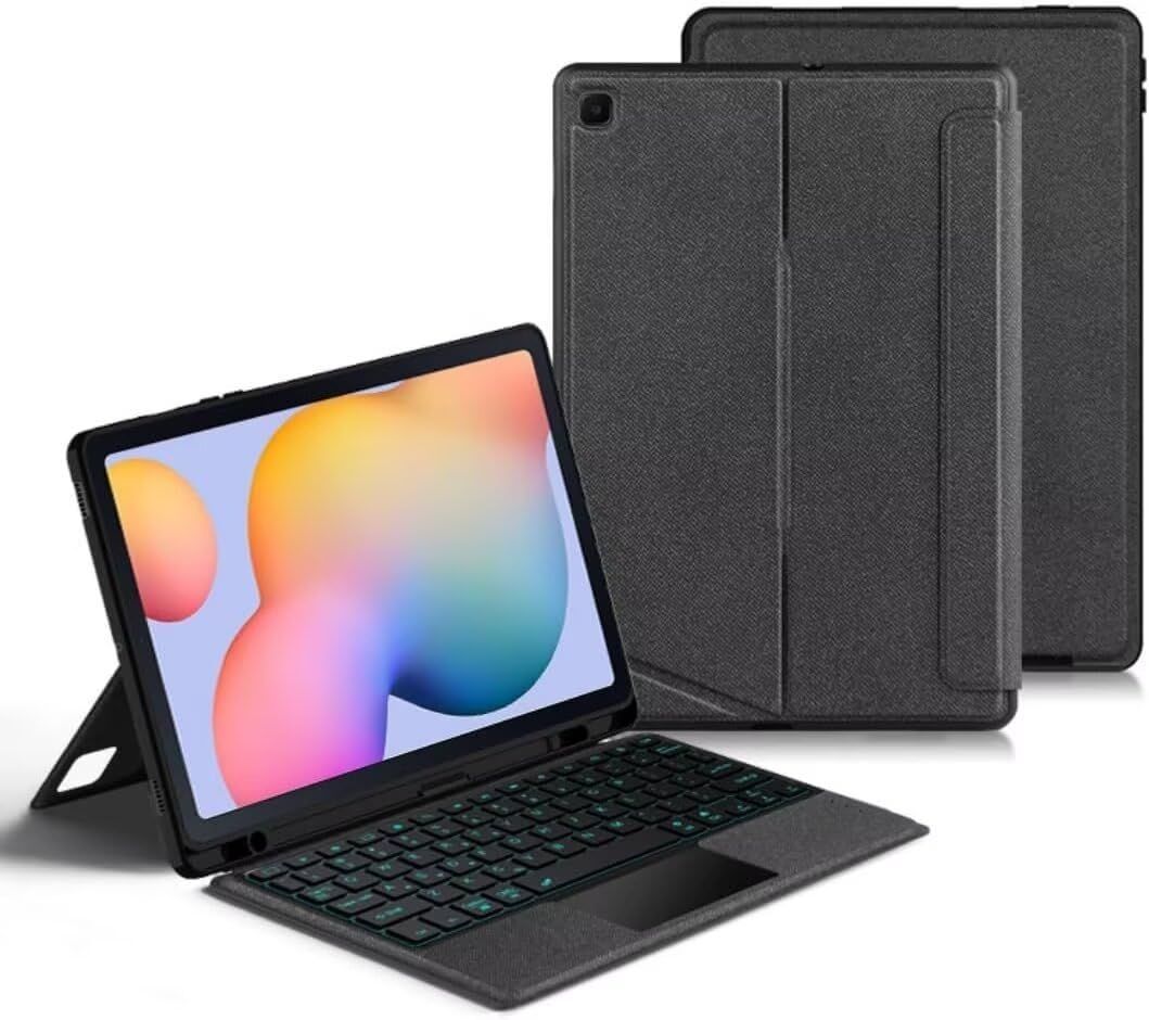縦/横置き対応 Tab S6 Lite 10.4インチキーボード ケース タッチパッド バックライト付き マグネット式 ケース 分離式Tab S6 Lite 10.4インチキーボードケース 角度を自由に変更 ケース 磁気吸着 トラックパッド付き ビジネス