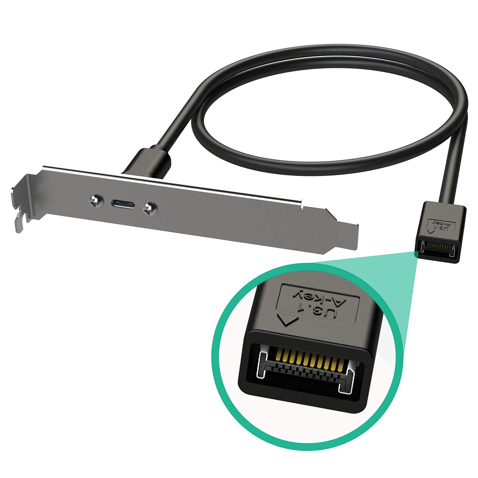 [LINKUP] USB3.2Gen2 2x2 20GbpsUSB-Cタイプ内部パネルケーブルマウントマザーボードヘッダー拡張アダプター | オスカバー付き20ピンAキー、メスPCIブラケット付きUSB-Cコネクター 40CM