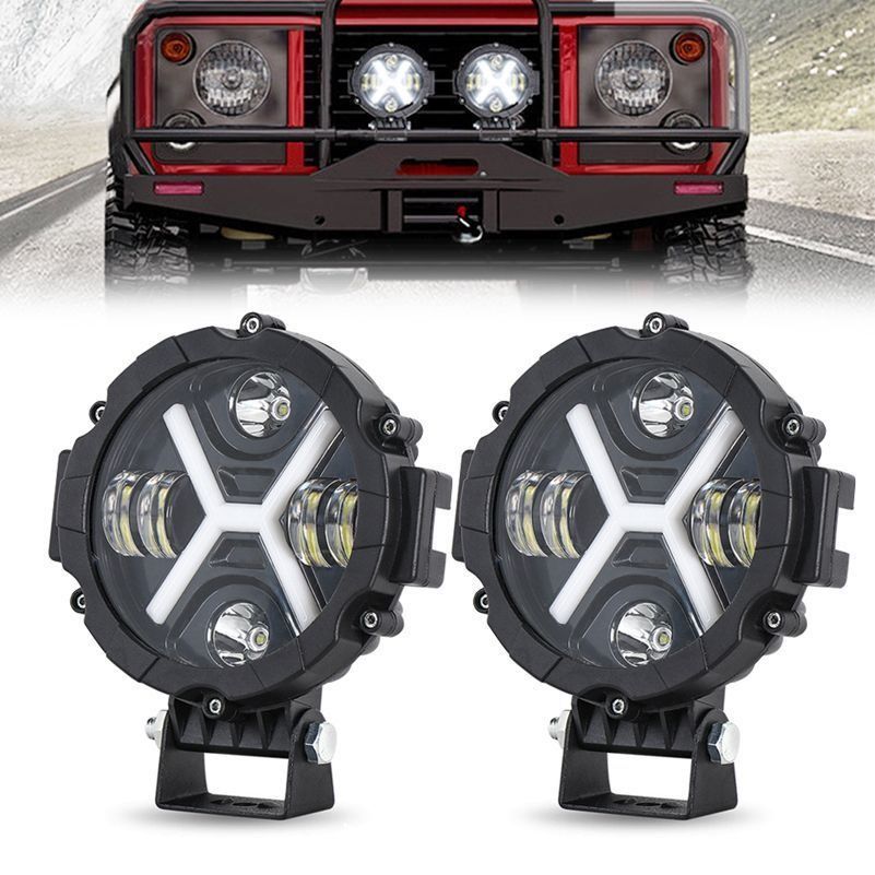 送料込み！7インチ LEDヘッドライト 12V-24V デイライト エンジェルアイ 汎用 ジープ 四駆 トラック 対応 車検対応 ホワイト #LED大灯 #ジープパーツ