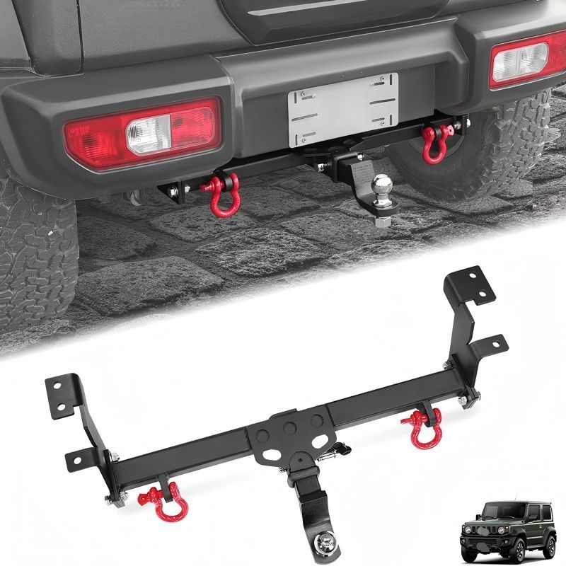 【送料無料】スズキ ジムニー (Suzuki Jimny) JB64/JB74 専用 リアトレーラーヒッチ バンパープロテクター 牽引フック ヘビーデューティ スチール ブラック アウトドア カスタム 耐衝撃 簡単取付 アクセサリー