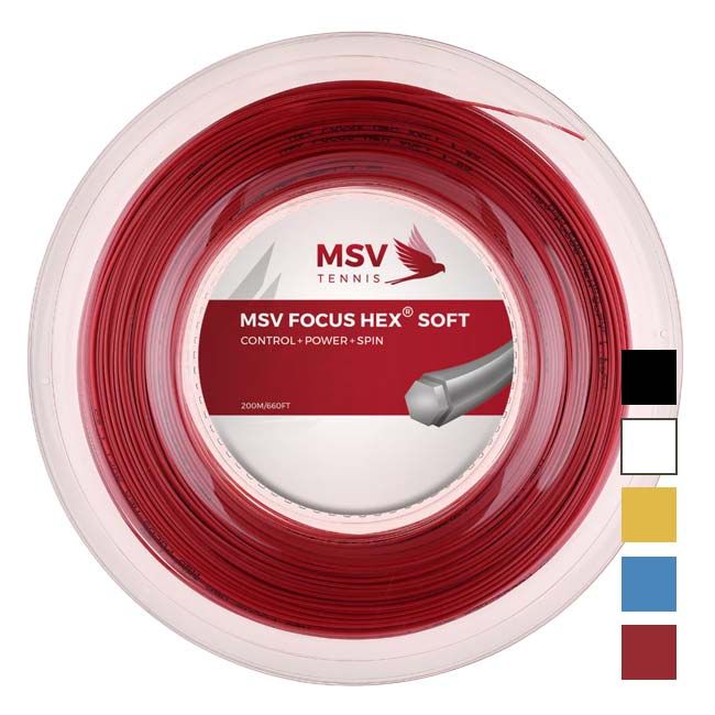 スカイブルー//MSV Focus HEX Soft フォーカスヘックス ソフト (1.15／1.20／1.25／1.30mm) 200Mロール 硬式テニス ポリエステル ガット(15y2m)(020170002)
