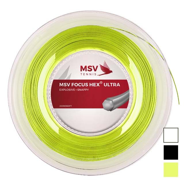 ネオンイエロー//MSV Focus HEX ULTRA フォーカスヘックス ウルトラ (1.10／1.15／1.20／1.25／1.30mm) 200Mロール 硬式テニスガット ポリエステルガット(16y4m)(020170003)