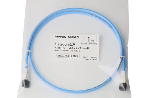 日本製線 Cat6A シールドLANケーブル 26AWG単線 水色1m(ケーブル外径6.0?) SD10G-S-MP4R-1 SB 568B Bt c14c78c0