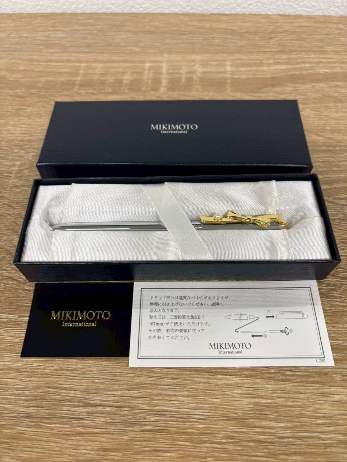 MIKIMOTO International ミキモト ボールペン パール リボン ゴールド シルバー 元箱付き 説明書付き 未使用に近い