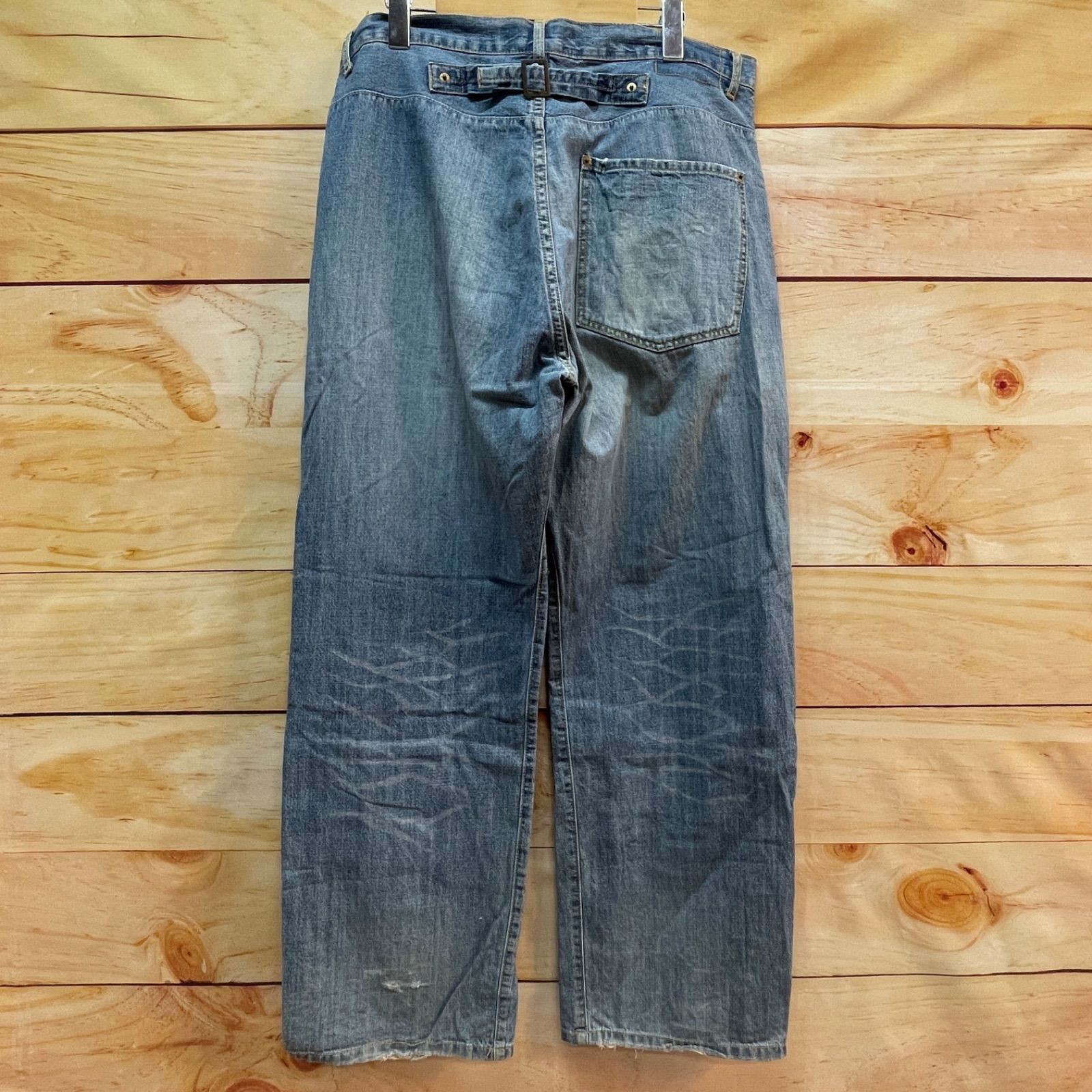 00s 日本製 FAT 247 ワイドデニムパンツ リペア パッチワーク ハチノス 