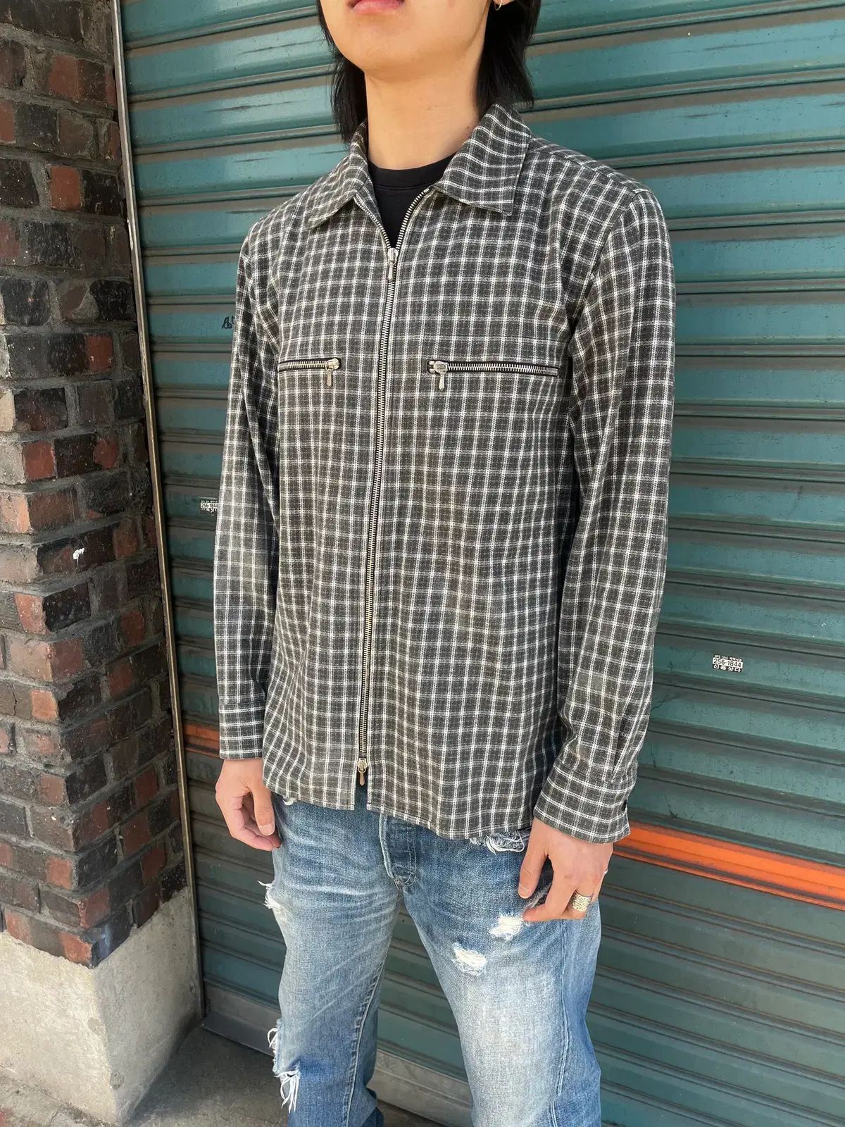 90s Agnes B Homme チェック シャツジャケット
