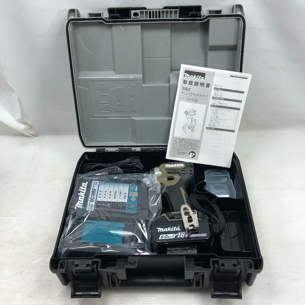 MAKITA マキタ 工具 インパクトドライバ 未使用品(S) 充電器・充電池1個・ケース付 コードレス式 TD173D オリーブ
