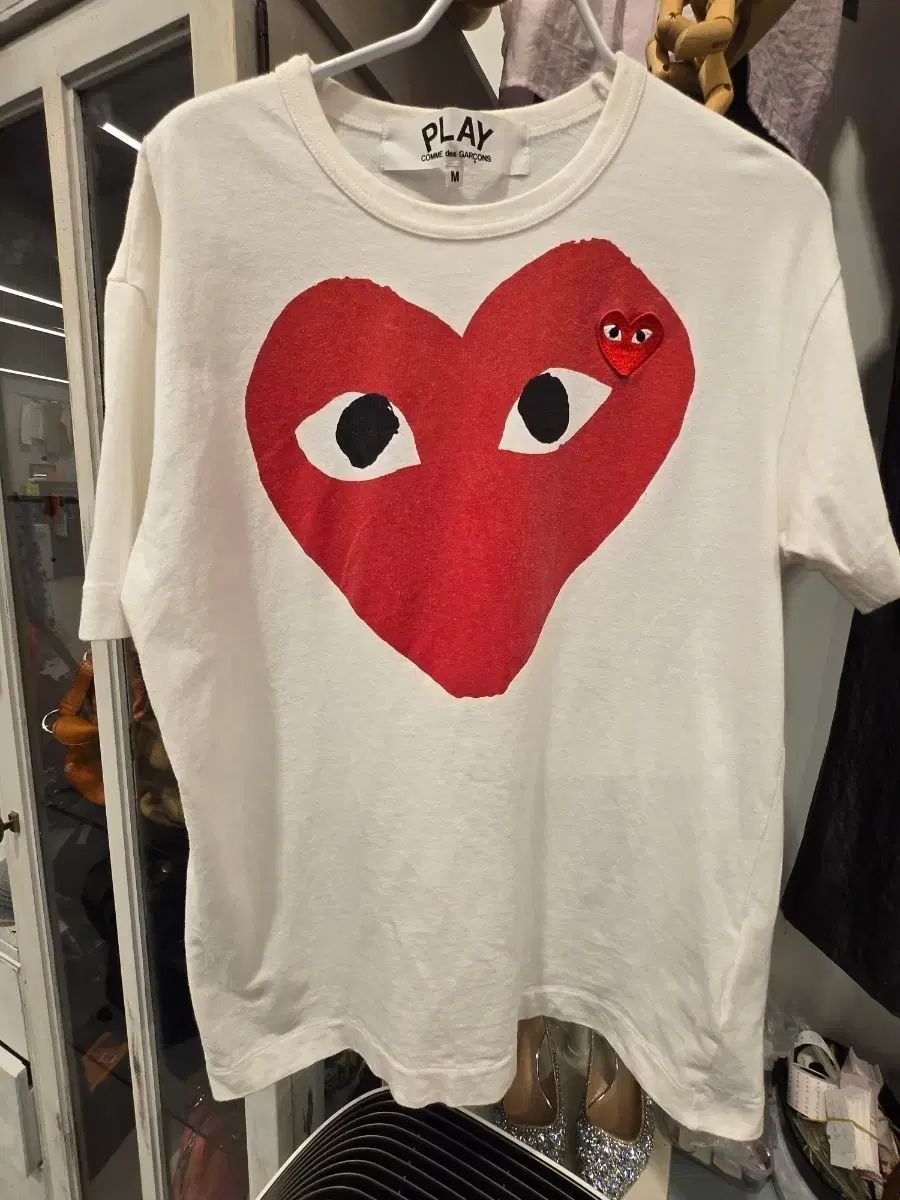 COMME des GARCONS PLAY 白 BIG ハート 半袖Tシャツ