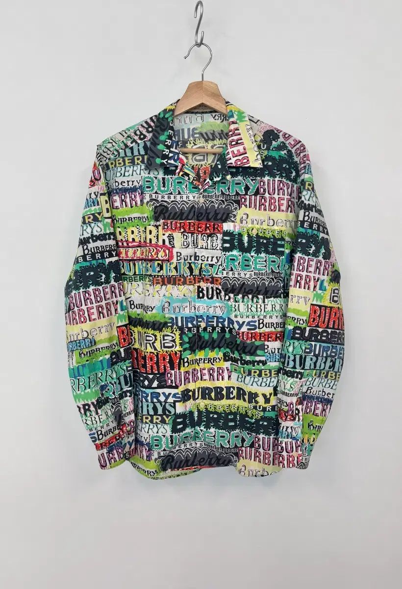 BURBERRY バーバリー グラフィティ ロゴ オープンカラー シャツ L