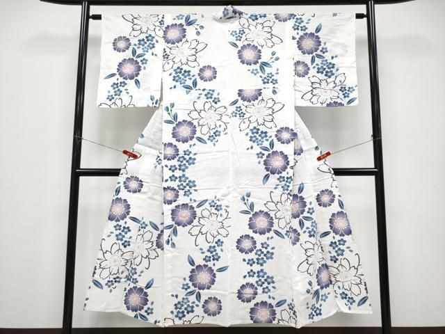 平和屋着物∴夏物　浴衣　綿紅梅　舞桜文　日本製　綿　逸品　CABF2732tx