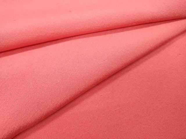 平和屋着物▽上質な色無地　単衣　韓紅色　お召縮緬　正絹　逸品　DABD5888fe