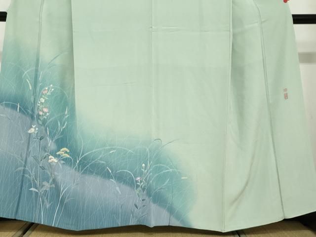 平和屋着物●訪問着　友禅　作家物　草花文　暈し染め　正絹　逸品　DABD9090ud 平和屋着物○訪問着 友禅 作家物 草花文 暈し染め 正絹 逸品
