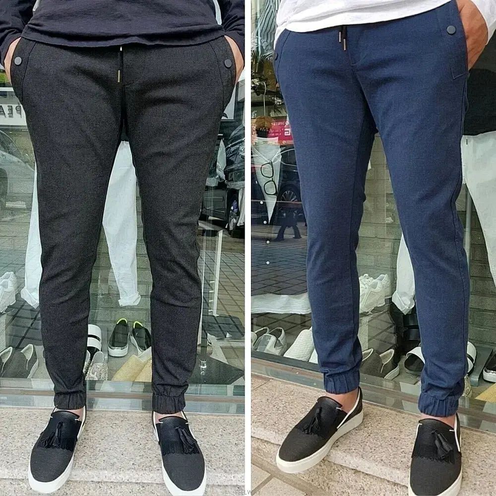 新品 ラバー Indigo ストレッチ デニムジョガーパンツ
