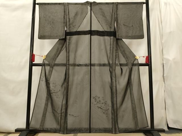 平和屋着物▽訪問着 無双 紗袷 紗×紗 手描き 魚 正絹 逸品 AABI0223st