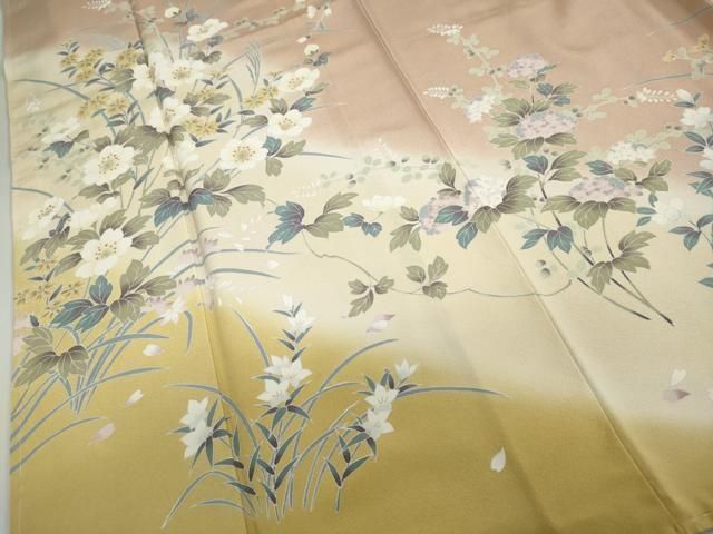 平和屋着物●訪問着　草花文　金彩　正絹　逸品　\DABC2774ud 平和屋着物□訪問着 草花文 暈し染め 金彩 正絹 逸品 CABB1778ou