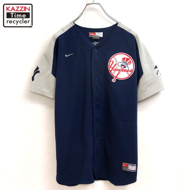 00s MLB NIKE ニューヨーク・ヤンキース ベースボールシャツ メンズ 表記Lサイズ