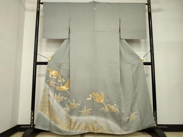 平和屋着物●豪華色留袖 駒刺繍 飛鶴楓文 暈し染め 金彩 正絹 逸品 AABI4405ck