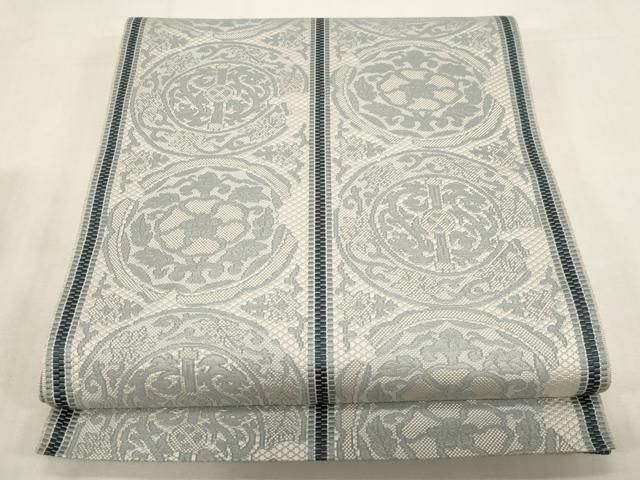 平和屋着物●本場筑前博多織　八寸名古屋帯　花丸文　正絹　逸品　未使用　CABF6339dy