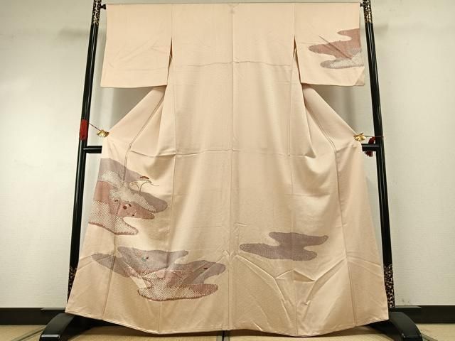 平和屋着物●訪問着　絞り　刺繍　松竹梅　金糸　正絹　逸品　AABI1275fy