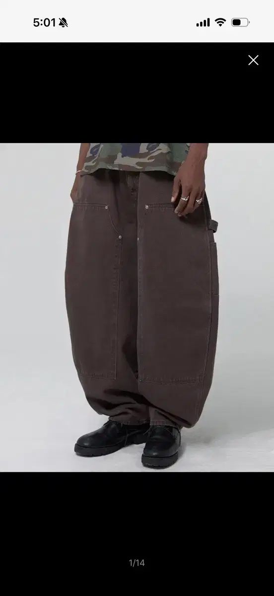 スウェード パンツ CURVED DOUBLE KNEE PANTS BROWN
