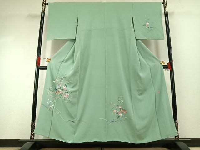 平和屋着物○本加賀友禅作家 岡本幸治 訪問着 枝花文 正絹 逸品