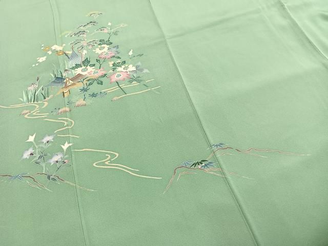 平和屋着物○本加賀友禅作家 岡本幸治 訪問着 枝花文 正絹 逸品
