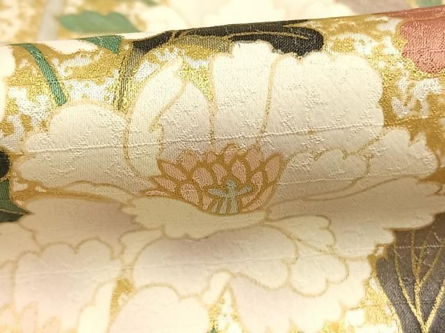 平和屋着物○訪問着 扇面花文 暈し染め 金彩 正絹 逸品 AABI1282fy