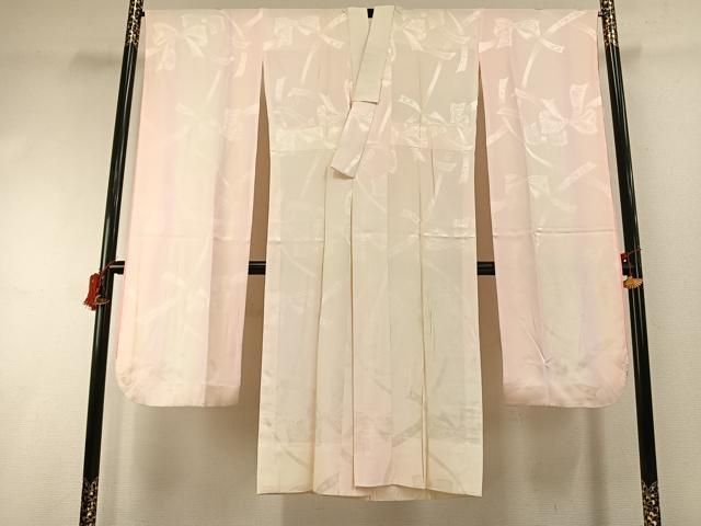 平和屋着物●振袖用長襦袢　無双仕立て　リボン地紋　暈し染め　正絹　逸品　AABI1284fy
